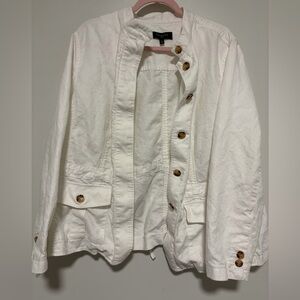 Talbots Women's Cream Utility Jacket with Brown Buttons